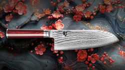 Acciaio damasco inossidabile, Shun Classic Red Santoku