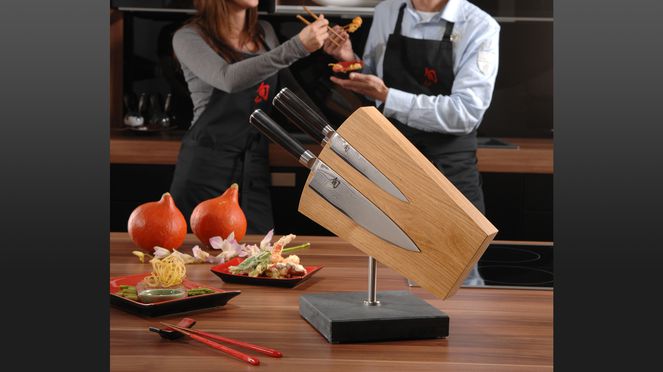 
                    Kitchen knife on magnetic knife block