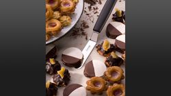 Stainless steel, angulated confectioner's spatula