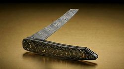Clasp knife, Limited pocket knife damask carbon/gold