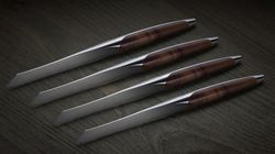 Oak/Walnut wood, swiss knife steak knife set of 4
