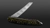 
                    Pocket knife damask carbon/gold with gold-coloured inlays in the carbon handle and a blade and back made of damask steel