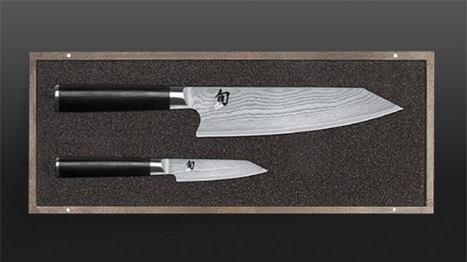 
                    Kiritsuke knife set of the Kai Shun damask knife series