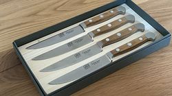 Acier forgé, Set de couteaux à steak en bois de chêne