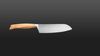 
                    Griff des Wok Santoku aus gemasertem Olivenholz