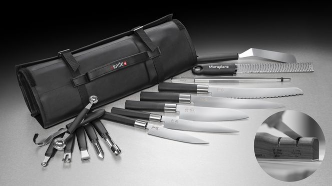 
                    Messerkoffer Lehrling mit Schleifgerät mit Kai Wasabi Messern und sknife Schleifgerät